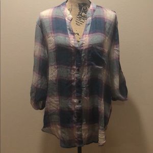 Plaid sheer top